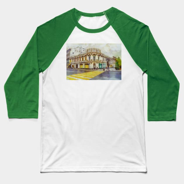 An old building and a zebra crossing Baseball T-Shirt by Evgeniya